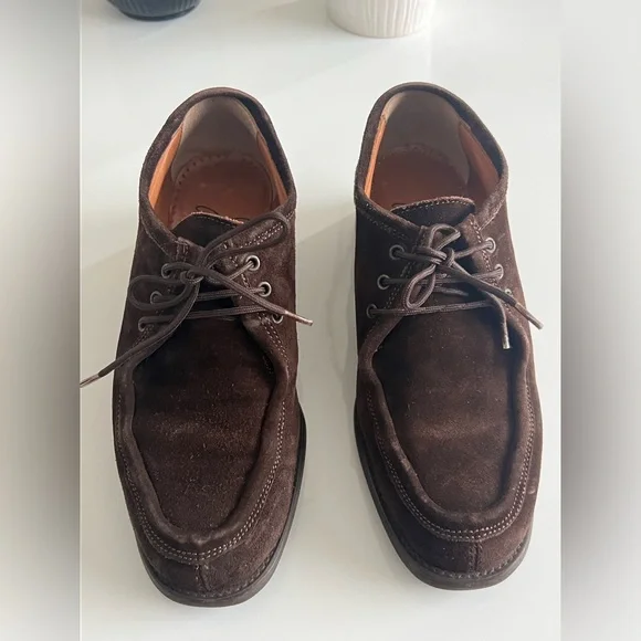 RARE VINTAGE Joan Helpern Brown Suede Laced Loafers Derbys 90s Y2K Joan & David - Picture 6 of 11